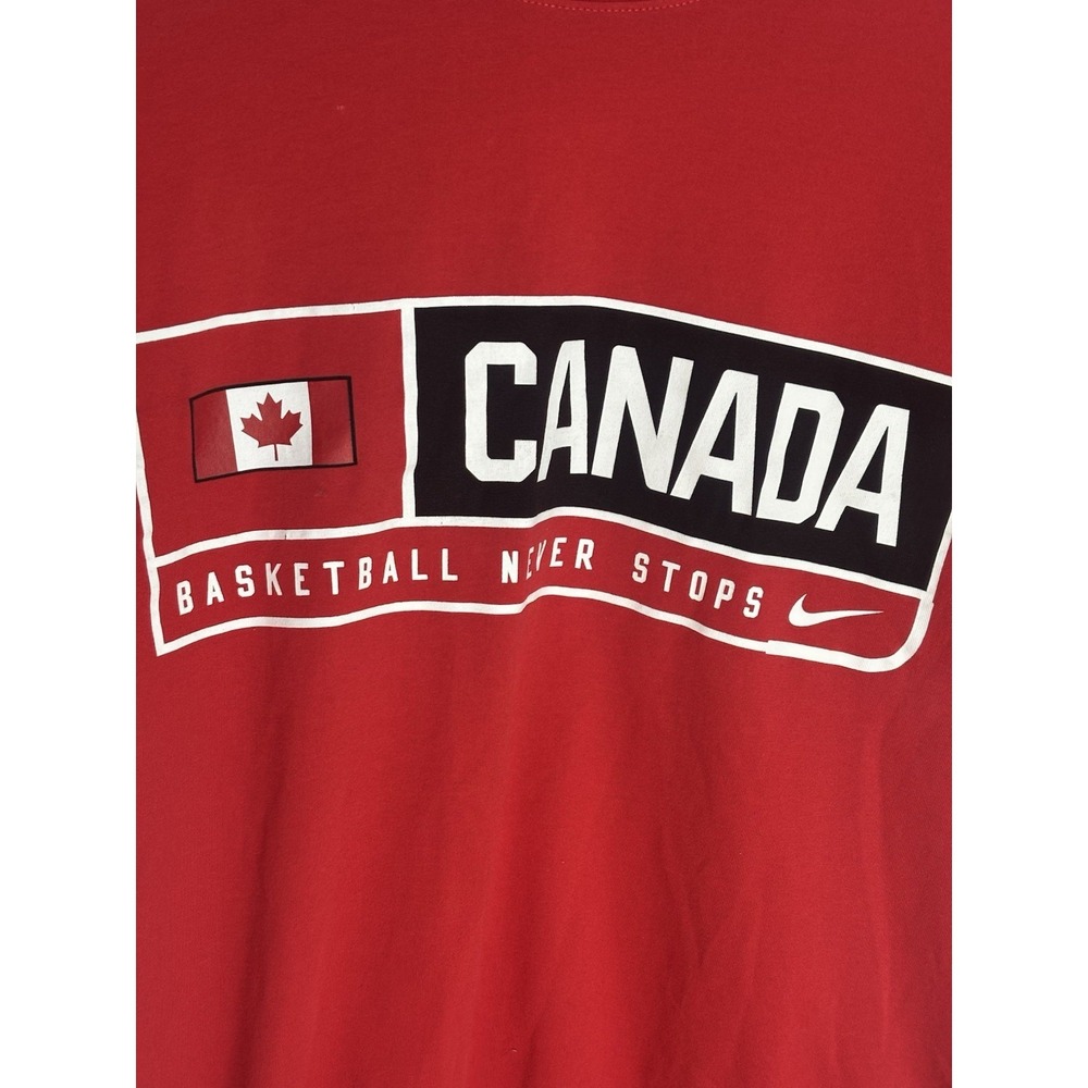 NIKE Canada Basketball Dri Fit Red T Shirt Mens Small Athletic Cut - Picture 2 of 5